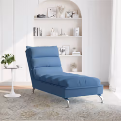 vidaXL Chaise Longue con Cuscini Blu in Tessuto - Vista aggiuntiva 3