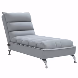 vidaXL Chaise Longue Massaggi con Cuscini Grigio Chiaro in Tessuto - Vista aggiuntiva 2