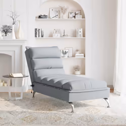 vidaXL Chaise Longue Massaggi con Cuscini Grigio Chiaro in Tessuto - Vista aggiuntiva 3