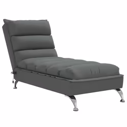 vidaXL Chaise Longue Massaggi con Cuscini Grigio Scuro in Tessuto - Vista aggiuntiva 2