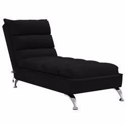 vidaXL Chaise Longue Massaggi con Cuscini Nero in Tessuto - Vista aggiuntiva 2