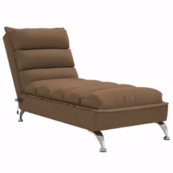 vidaXL Chaise Longue Massaggi con Cuscini Marrone in Tessuto - Vista aggiuntiva 2