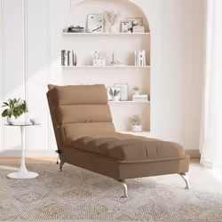 vidaXL Chaise Longue Massaggi con Cuscini Marrone in Tessuto - Vista aggiuntiva 3
