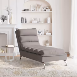vidaXL Chaise Longue Massaggi con Cuscini Tortora in Tessuto - Vista aggiuntiva 3
