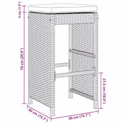 VidaXL 368693 sedia da esterno Terrazzo Seduta imbottita Rattan sintetico, Acciaio Grigio - Vista aggiuntiva 7