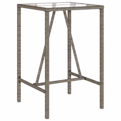 vidaXL Tavolo da Bar da Esterno Grigio 70x70x110 cm in Polyrattan - Vista aggiuntiva 2