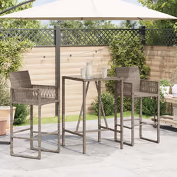 vidaXL Tavolo da Bar da Esterno Grigio 70x70x110 cm in Polyrattan - Vista aggiuntiva 3