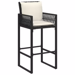 VidaXL 368705 sedia da esterno Terrazzo Seduta imbottita Rattan sintetico, Acciaio Crema, Bianco - Vista aggiuntiva 4