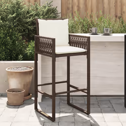 VidaXL 368706 sedia da esterno Terrazzo Seduta imbottita Rattan sintetico, Acciaio Crema, Bianco