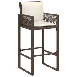 VidaXL 368706 sedia da esterno Terrazzo Seduta imbottita Rattan sintetico, Acciaio Crema, Bianco - Vista aggiuntiva 4
