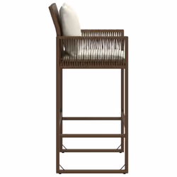 VidaXL 368706 sedia da esterno Terrazzo Seduta imbottita Rattan sintetico, Acciaio Crema, Bianco - Vista aggiuntiva 6