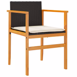 VidaXL 368711 sedia da esterno Terrazzo Seduta imbottita Legno di acacia, Rattan sintetico, Acciaio Crema, Bianco - Vista aggiuntiva 4
