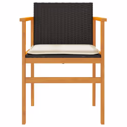 VidaXL 368711 sedia da esterno Terrazzo Seduta imbottita Legno di acacia, Rattan sintetico, Acciaio Crema, Bianco - Vista aggiuntiva 5
