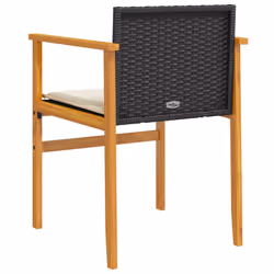 VidaXL 368711 sedia da esterno Terrazzo Seduta imbottita Legno di acacia, Rattan sintetico, Acciaio Crema, Bianco - Vista aggiuntiva 7
