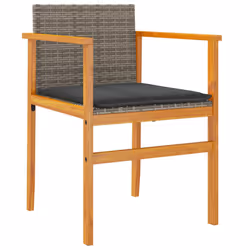 VidaXL 368712 sedia da esterno Terrazzo Seduta imbottita Legno di acacia, Rattan sintetico, Acciaio Grigio - Vista aggiuntiva 4