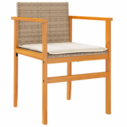 VidaXL 368713 sedia da esterno Terrazzo Seduta imbottita Legno di acacia, Rattan sintetico, Acciaio Crema, Bianco - Vista aggiuntiva 4