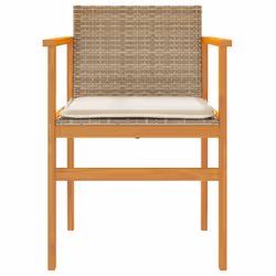 VidaXL 368713 sedia da esterno Terrazzo Seduta imbottita Legno di acacia, Rattan sintetico, Acciaio Crema, Bianco - Vista aggiuntiva 5