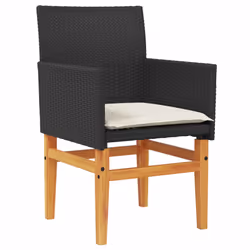 VidaXL 368714 sedia da esterno Terrazzo Seduta imbottita Legno di acacia, Rattan sintetico, Acciaio Crema, Bianco - Vista aggiuntiva 4