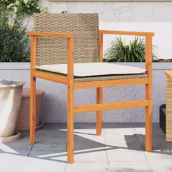 VidaXL 368716 sedia da esterno Terrazzo Seduta imbottita Legno di acacia, Rattan sintetico, Acciaio Crema, Bianco