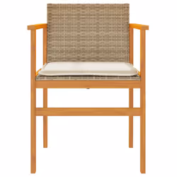 VidaXL 368716 sedia da esterno Terrazzo Seduta imbottita Legno di acacia, Rattan sintetico, Acciaio Crema, Bianco - Vista aggiuntiva 5