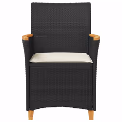 VidaXL 368717 sedia da esterno Terrazzo Seduta imbottita Legno di acacia, Rattan sintetico, Acciaio Crema, Bianco - Vista aggiuntiva 5