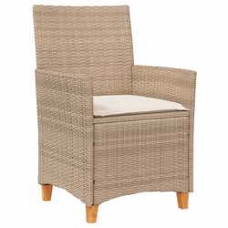 VidaXL 368719 sedia da esterno Terrazzo Seduta imbottita Legno di acacia, Rattan sintetico, Acciaio Crema, Bianco - Vista aggiuntiva 4
