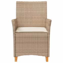 VidaXL 368719 sedia da esterno Terrazzo Seduta imbottita Legno di acacia, Rattan sintetico, Acciaio Crema, Bianco - Vista aggiuntiva 5