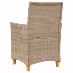 VidaXL 368719 sedia da esterno Terrazzo Seduta imbottita Legno di acacia, Rattan sintetico, Acciaio Crema, Bianco - Vista aggiuntiva 7
