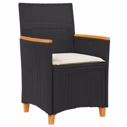 VidaXL 368720 sedia da esterno Terrazzo Seduta imbottita Legno di acacia, Rattan sintetico, Acciaio Crema, Bianco - Vista aggiuntiva 4