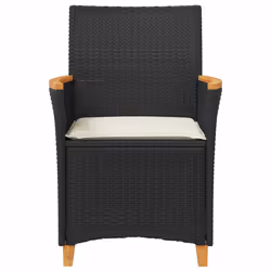 VidaXL 368720 sedia da esterno Terrazzo Seduta imbottita Legno di acacia, Rattan sintetico, Acciaio Crema, Bianco - Vista aggiuntiva 5