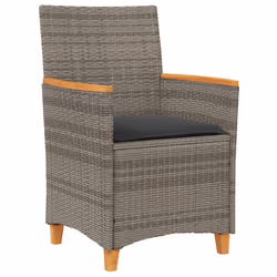 VidaXL 368721 sedia da esterno Terrazzo Seduta imbottita Legno di acacia, Rattan sintetico, Acciaio Grigio - Vista aggiuntiva 4