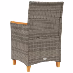 VidaXL 368721 sedia da esterno Terrazzo Seduta imbottita Legno di acacia, Rattan sintetico, Acciaio Grigio - Vista aggiuntiva 7