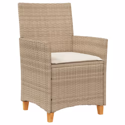 VidaXL 368722 sedia da esterno Terrazzo Seduta imbottita Legno di acacia, Rattan sintetico, Acciaio Crema, Bianco - Vista aggiuntiva 4
