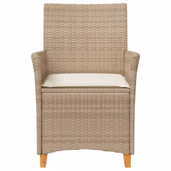 VidaXL 368722 sedia da esterno Terrazzo Seduta imbottita Legno di acacia, Rattan sintetico, Acciaio Crema, Bianco - Vista aggiuntiva 5