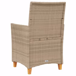 VidaXL 368722 sedia da esterno Terrazzo Seduta imbottita Legno di acacia, Rattan sintetico, Acciaio Crema, Bianco - Vista aggiuntiva 7