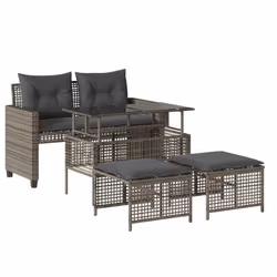 Set Divani da Giardino 4 pz con Cuscini Grigio Polyrattan Vetrocod mxl 116797 - Vista aggiuntiva 2
