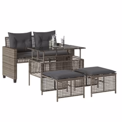 Set Divani da Giardino 4 pz con Cuscini Grigio Polyrattan Vetrocod mxl 116797 - Vista aggiuntiva 3