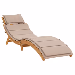 vidaXL Lettino Prendisole con Cuscino Tortora Legno Massello di Acacia - Vista aggiuntiva 2