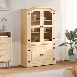 vidaXL Vetrina Corona 103,5x42x180 cm in Legno Massello di Pino - Vista aggiuntiva 3