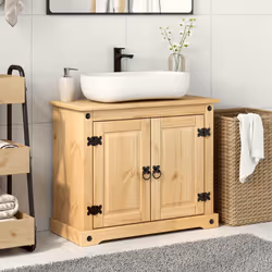 vidaXL Mobile Lavabo da Bagno Corona 73x33x60cm Legno Massello di Pino - Vista aggiuntiva 3