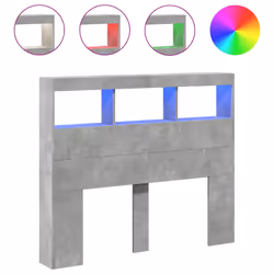 vidaXL Testiera con Contenitore a LED Grigio Cemento 120x17x102 cm - Vista aggiuntiva 2