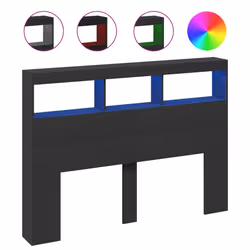 vidaXL Testiera con Contenitore a LED Nera 140x17x102 cm - Vista aggiuntiva 2
