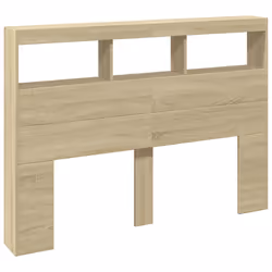 vidaXL Testiera con Contenitore a LED Rovere Sonoma 140x17x102 cm - Vista aggiuntiva 3
