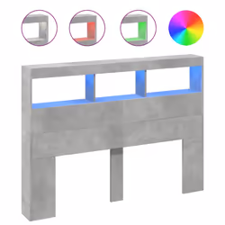 vidaXL Testiera con Contenitore a LED Grigio Cemento 140x17x102 cm - Vista aggiuntiva 2