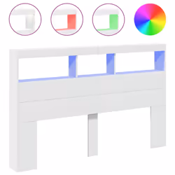 vidaXL Testiera con Contenitore a LED Bianca 160x17x102 cm - Vista aggiuntiva 2