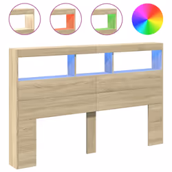 Testiera con Contenitore a LED Rovere Sonoma 160x17x102 cmcod mxl 88233 - Vista aggiuntiva 2