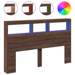 vidaXL Testiera con Contenitore a LED Rovere Marrone 160x17x102 cm - Vista aggiuntiva 2