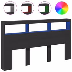 vidaXL Testiera con Contenitore a LED Nera 180x17x102 cm - Vista aggiuntiva 2