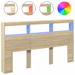 vidaXL Testiera con Contenitore a LED Rovere Sonoma 180x17x102 cm - Vista aggiuntiva 2