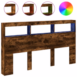 vidaXL Testiera con Contenitore a LED Rovere Fumo 180x17x102 cm - Vista aggiuntiva 2